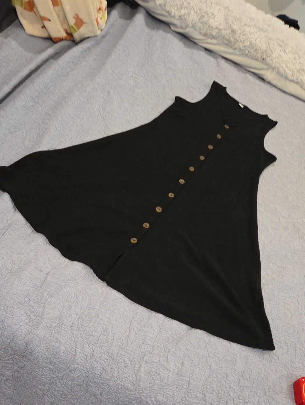 Old Navy Black Sleeveless Button-Front Rib-Knit A-Line Swing Dress - Size XL!